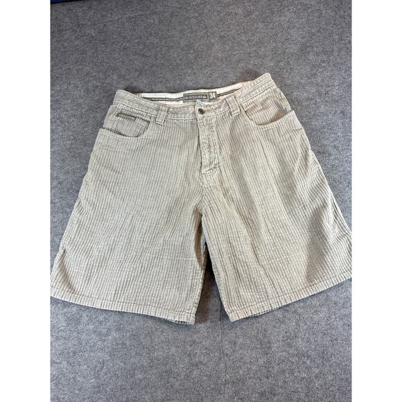 Vintage 90s Y2K Quicksilver Corduroy Shorts Mens 34 Gray Preppy Streetwear Retro - Picture 1 of 8